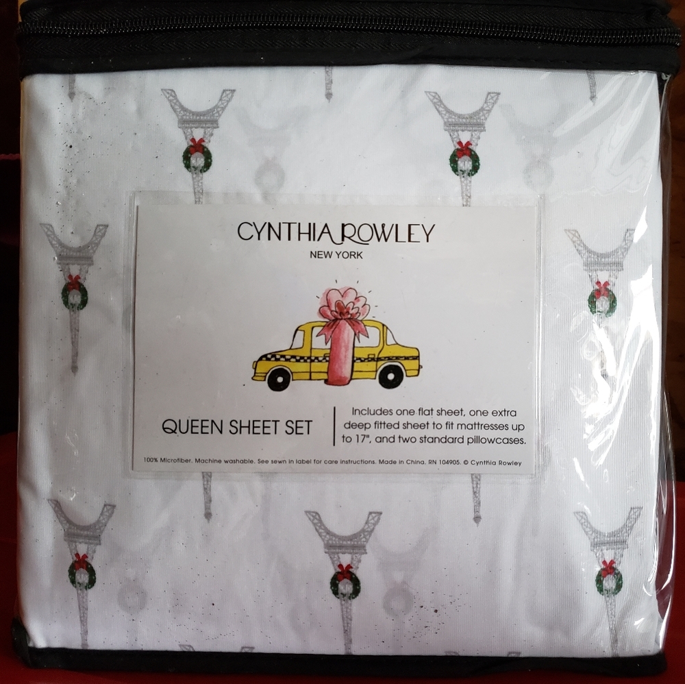 Cynthia Rowley Christmas Paris Sheet Set